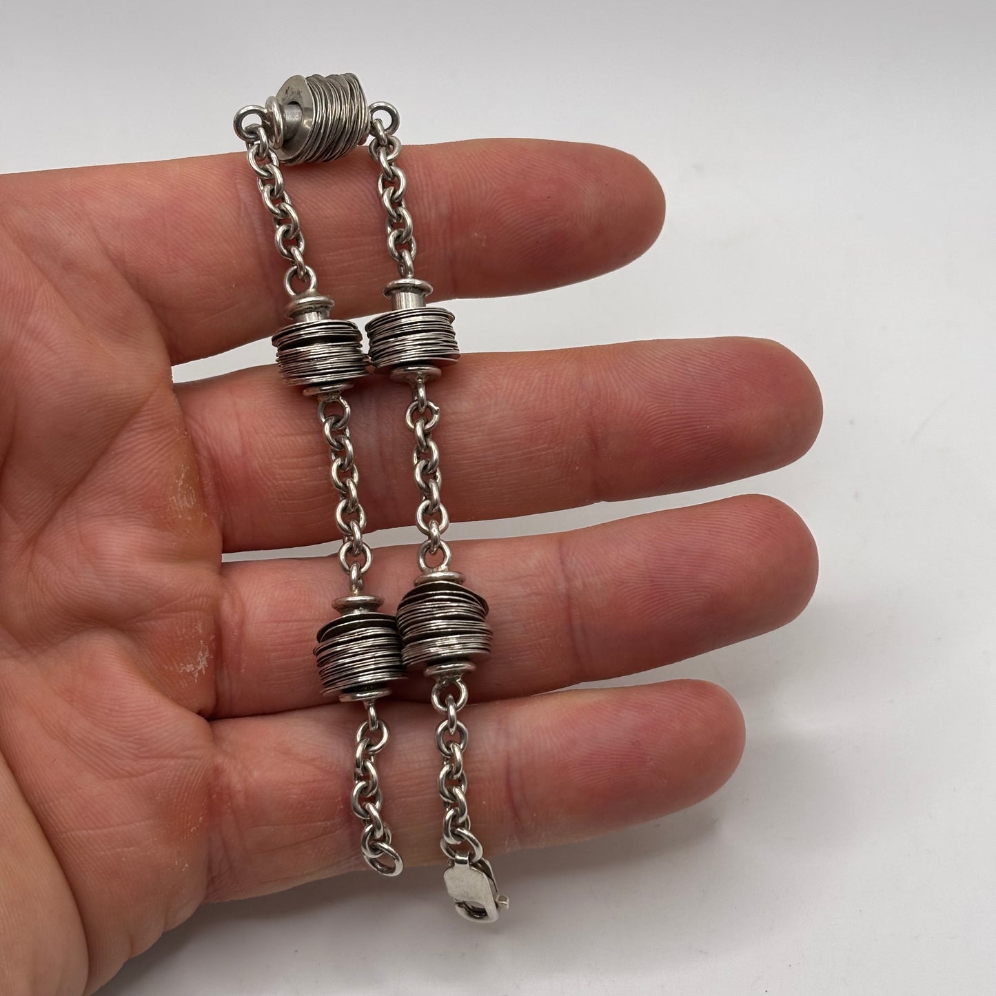 Silver 8” Abstract Bracelet
