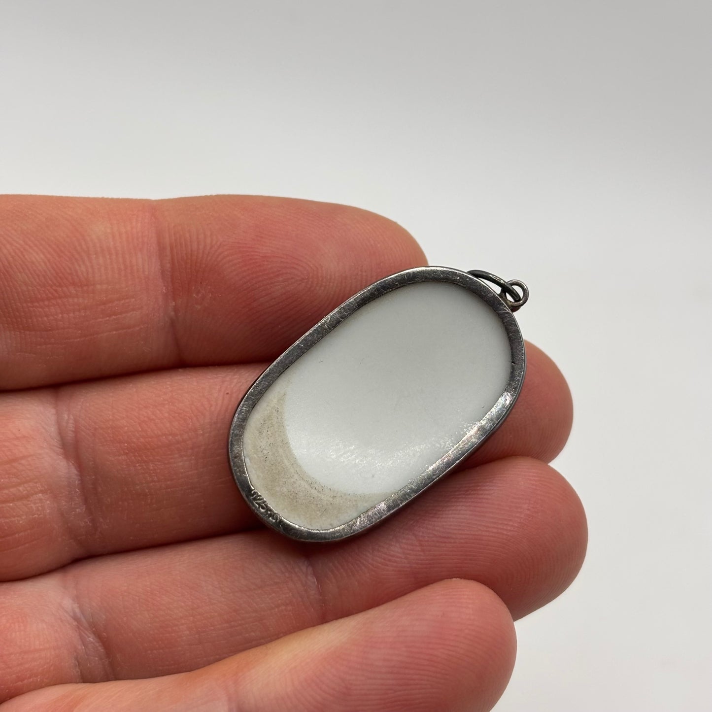 Silver Enamel Porcelain Pendant