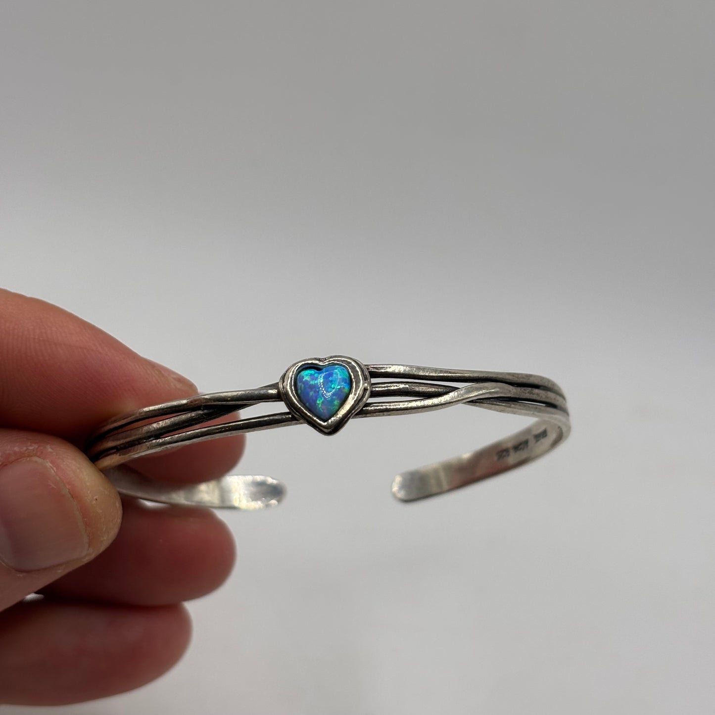 Silver Opalite Heart Bracelet