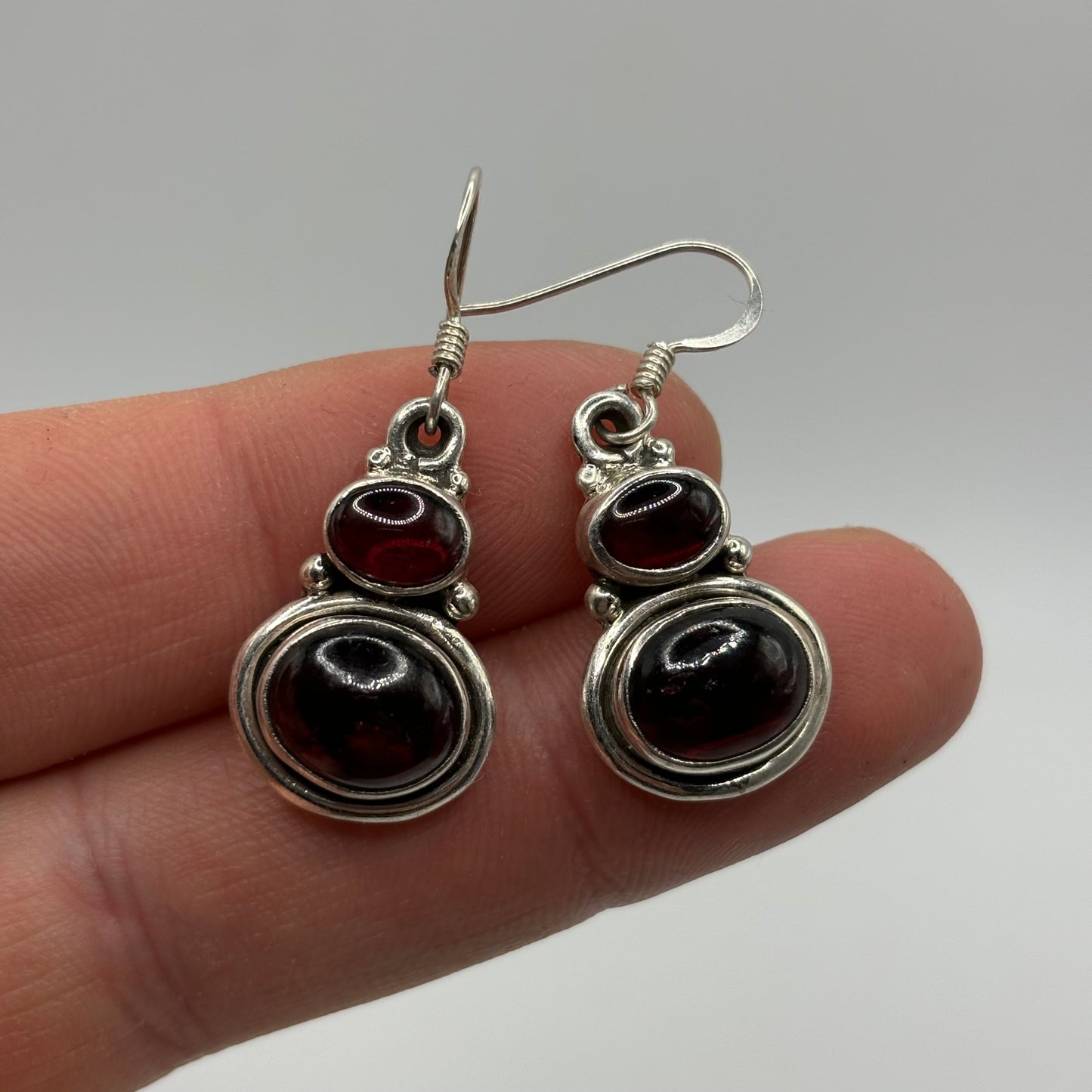 Silver Garnet Earrings