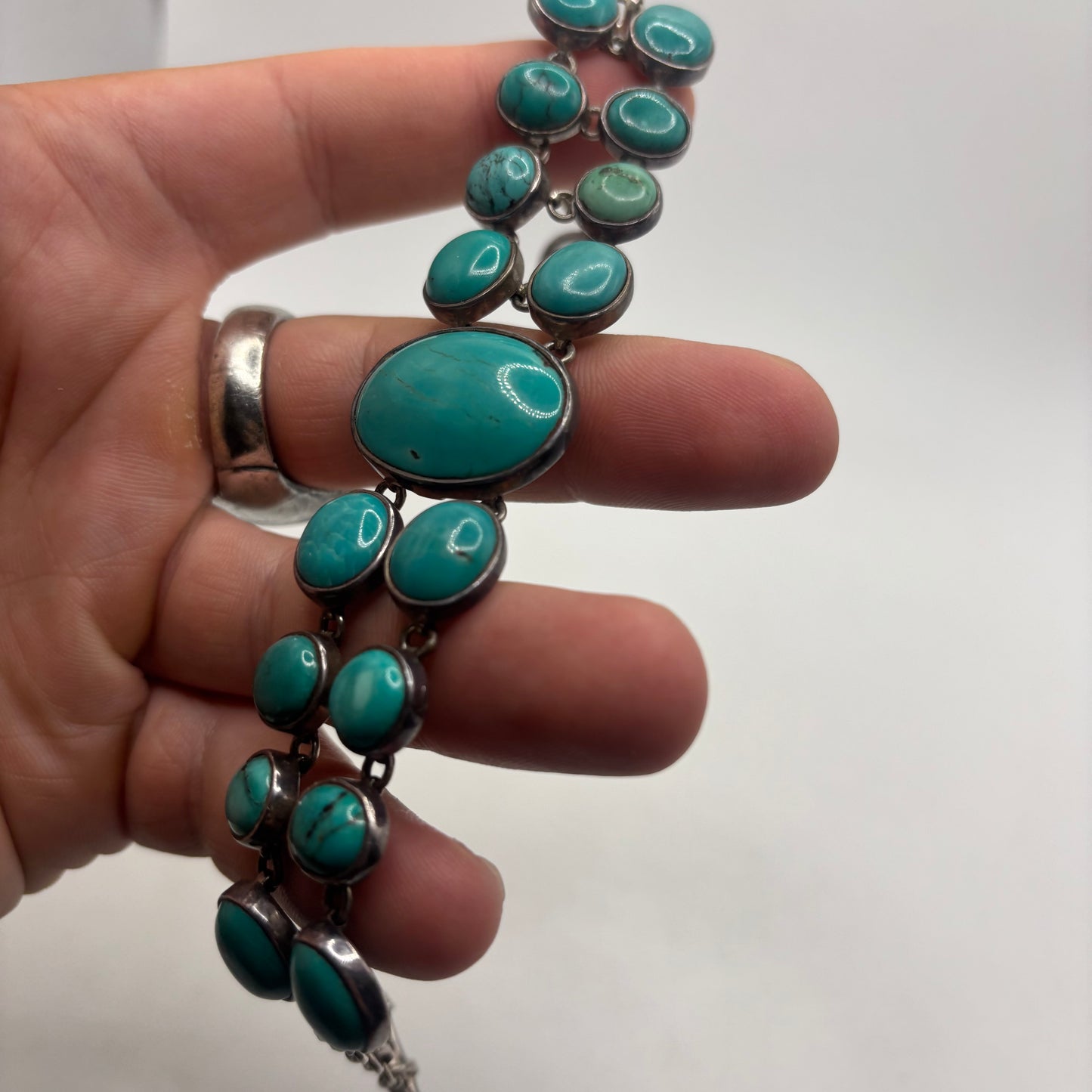 Silver 7”-8.5” Turquoise Bracelet