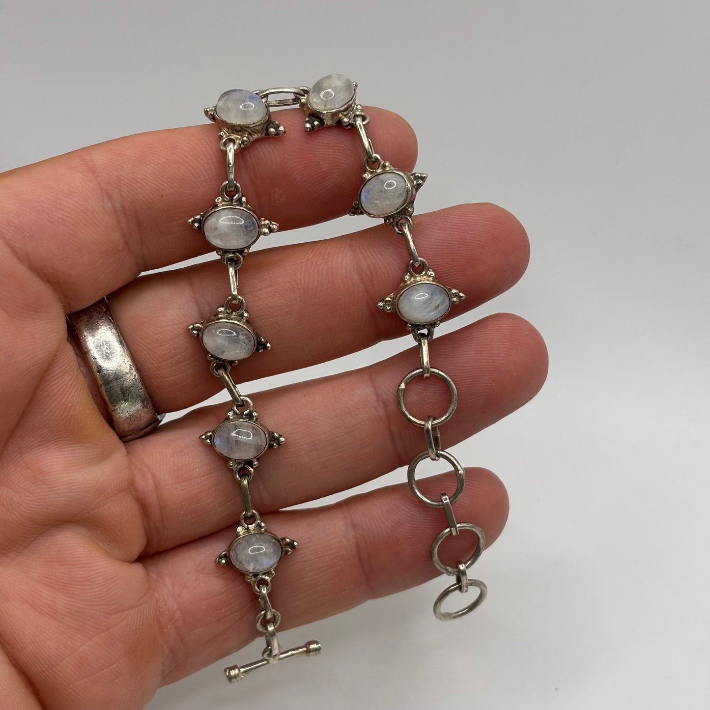 Silver 6”-8” Moonstone Bracelet