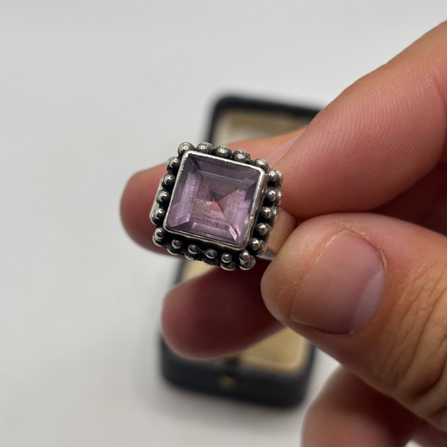 Silver Heavy Amethyst Ring (O)