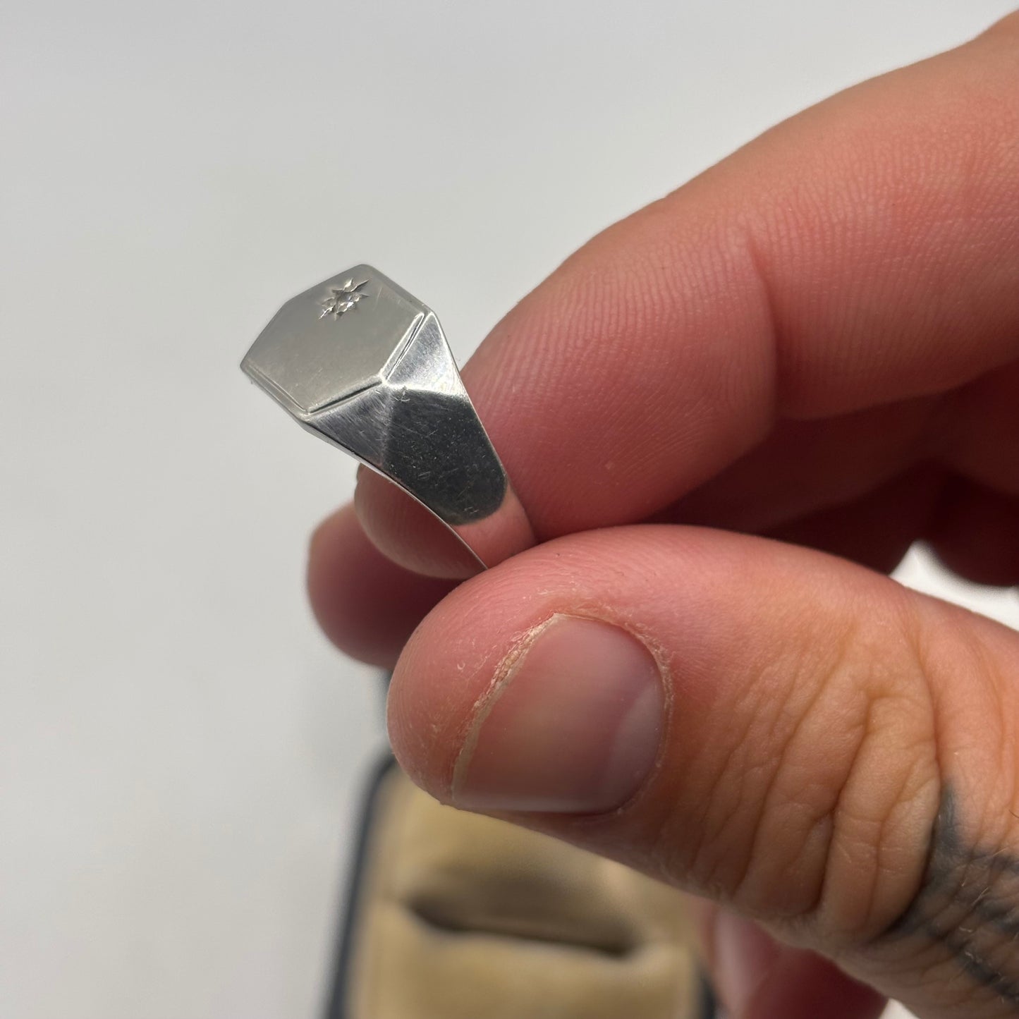 Silver Diamond Signet Ring (S 1/2)