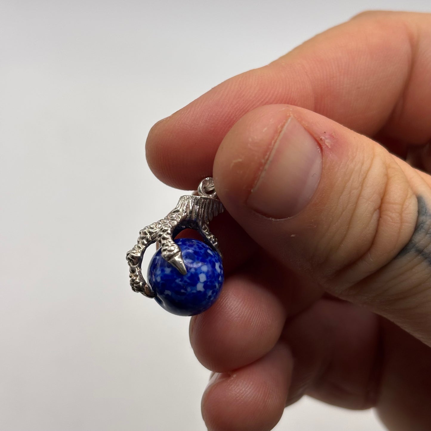 Silver Lapis Claw Pendant