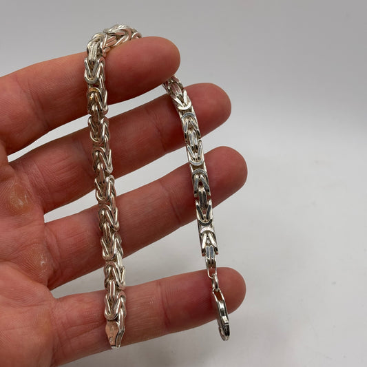 Silver Heavy 8.5” Byzantine Bracelet
