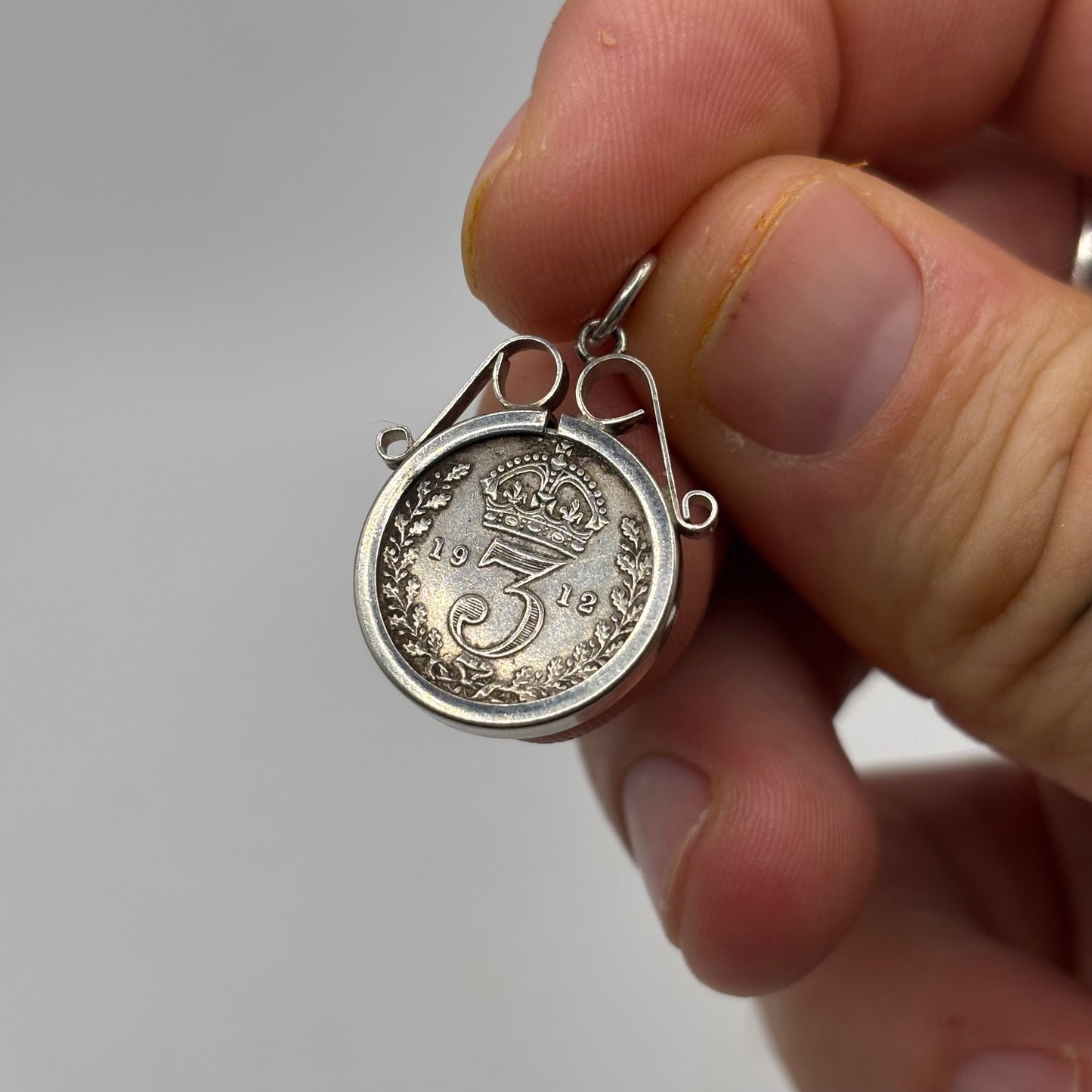 Silver Vintage 1912 Three Pence Pendant