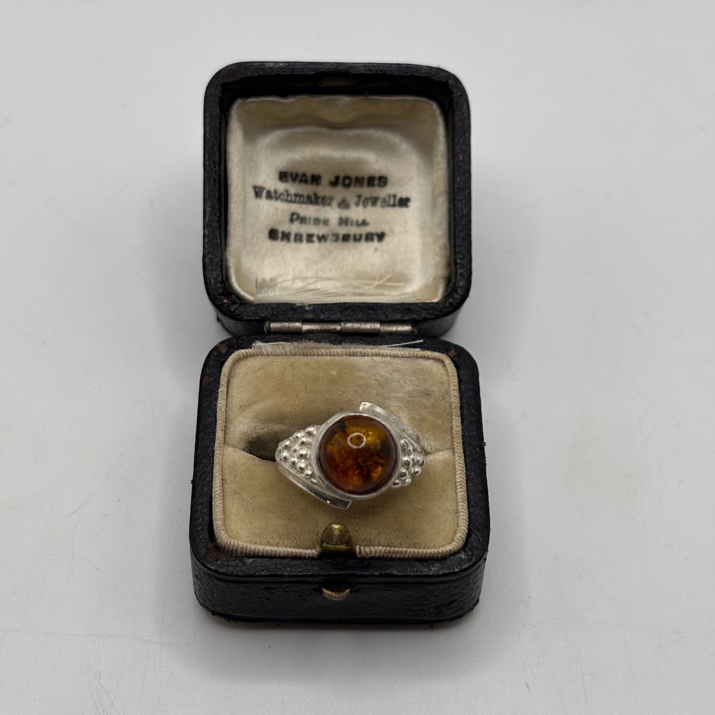 Silver Amber Ring