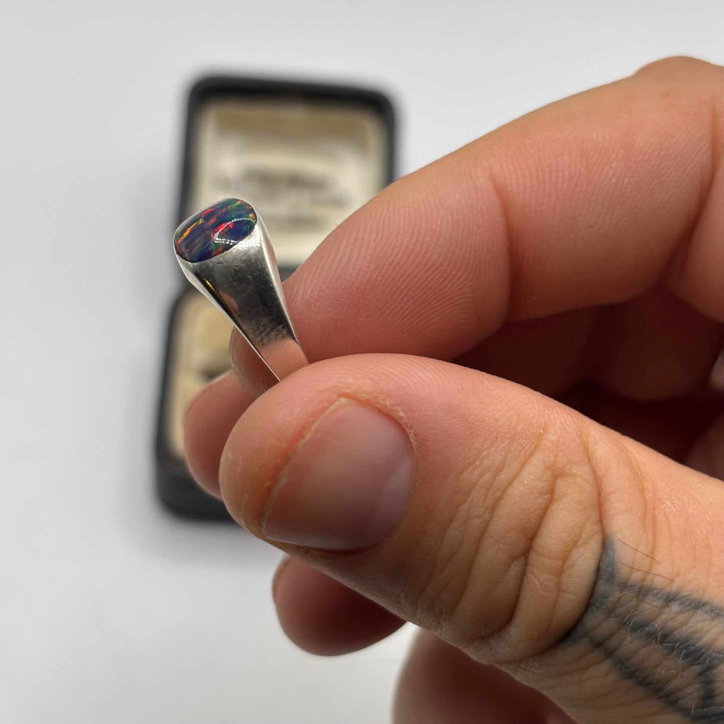 Silver Fire Opal Ring