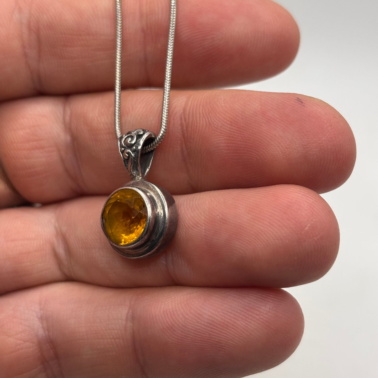 Silver 18” Citrine Necklace