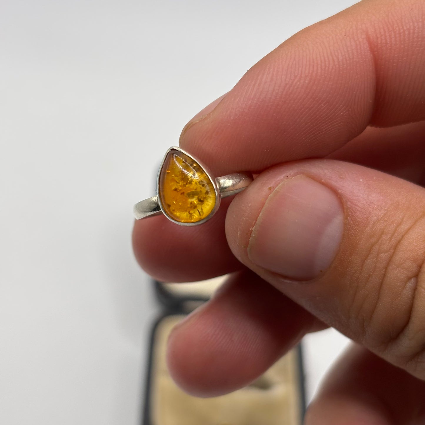 Silver Amber Ring (J 1/2)