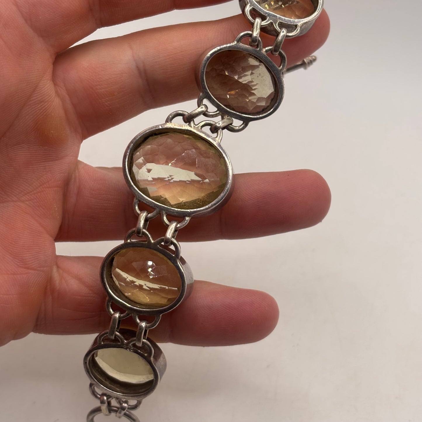 Silver 7”-8.5” Heavy Citrine Bracelet