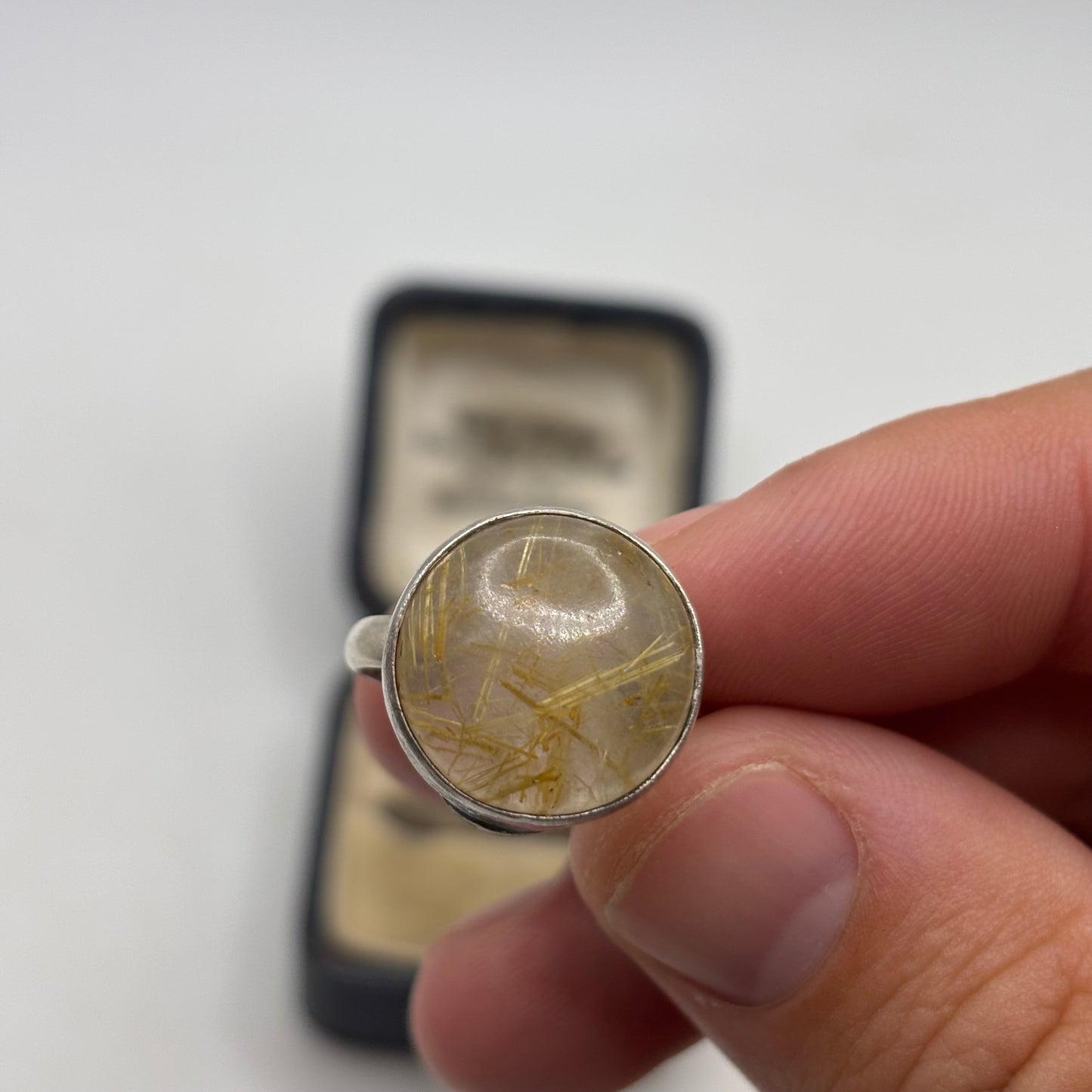 Silver Rutilated Quartz Ring (O)