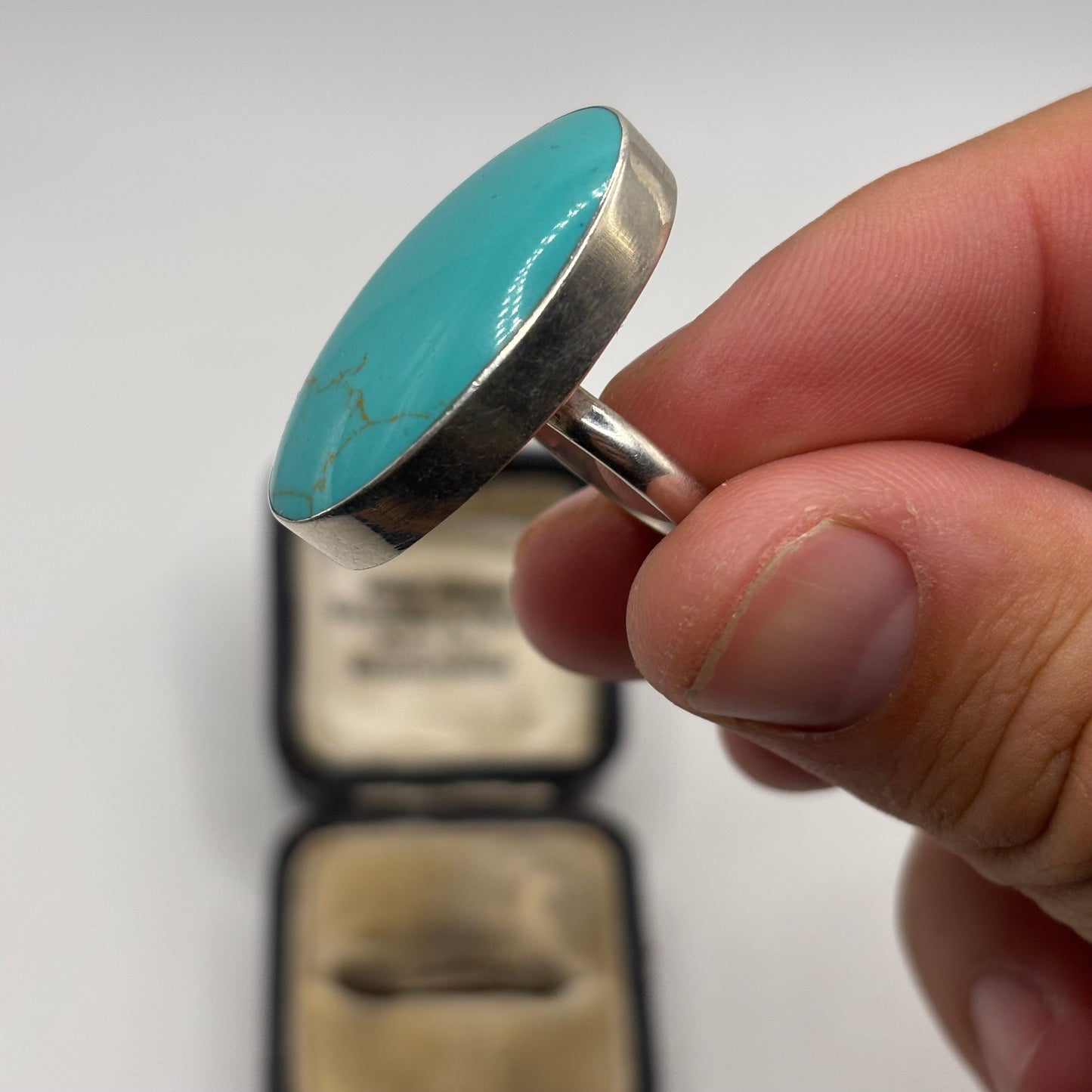 Silver Large Turquoise Ring (L)