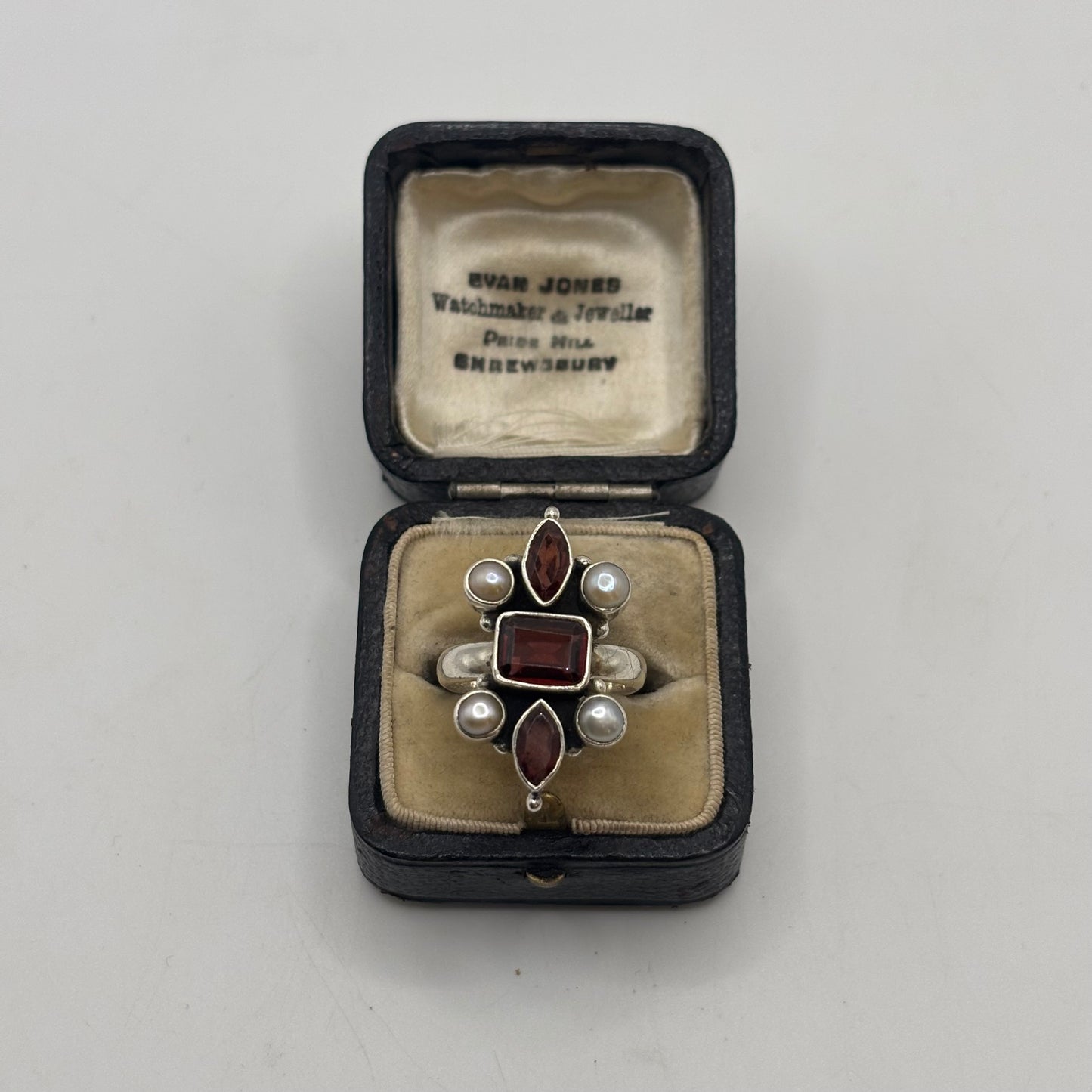 Silver Garnet & Pearl Ring