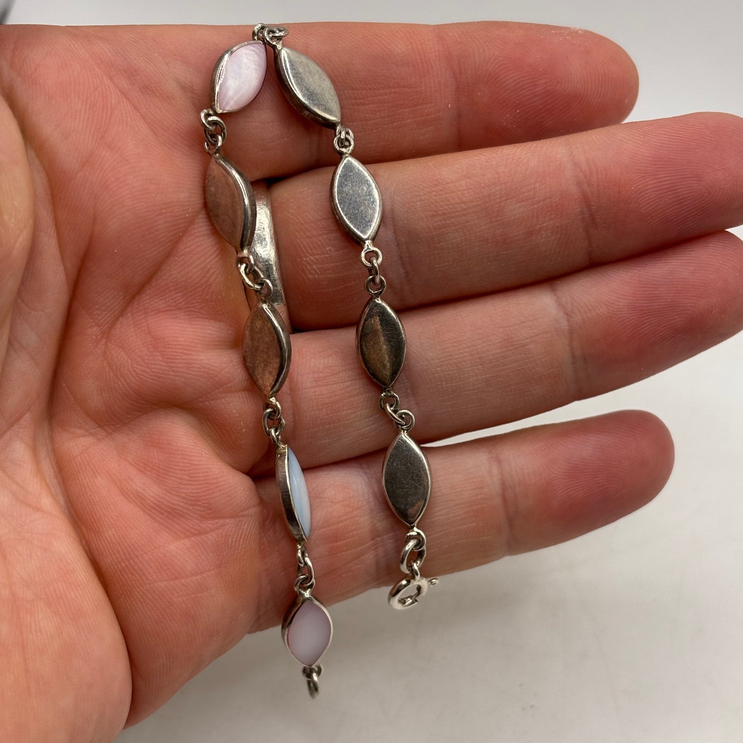 Silver 7.5” Pearl Bracelet