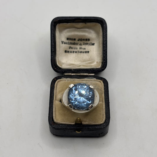 Silver Heavy Blue Topaz Ring (T)