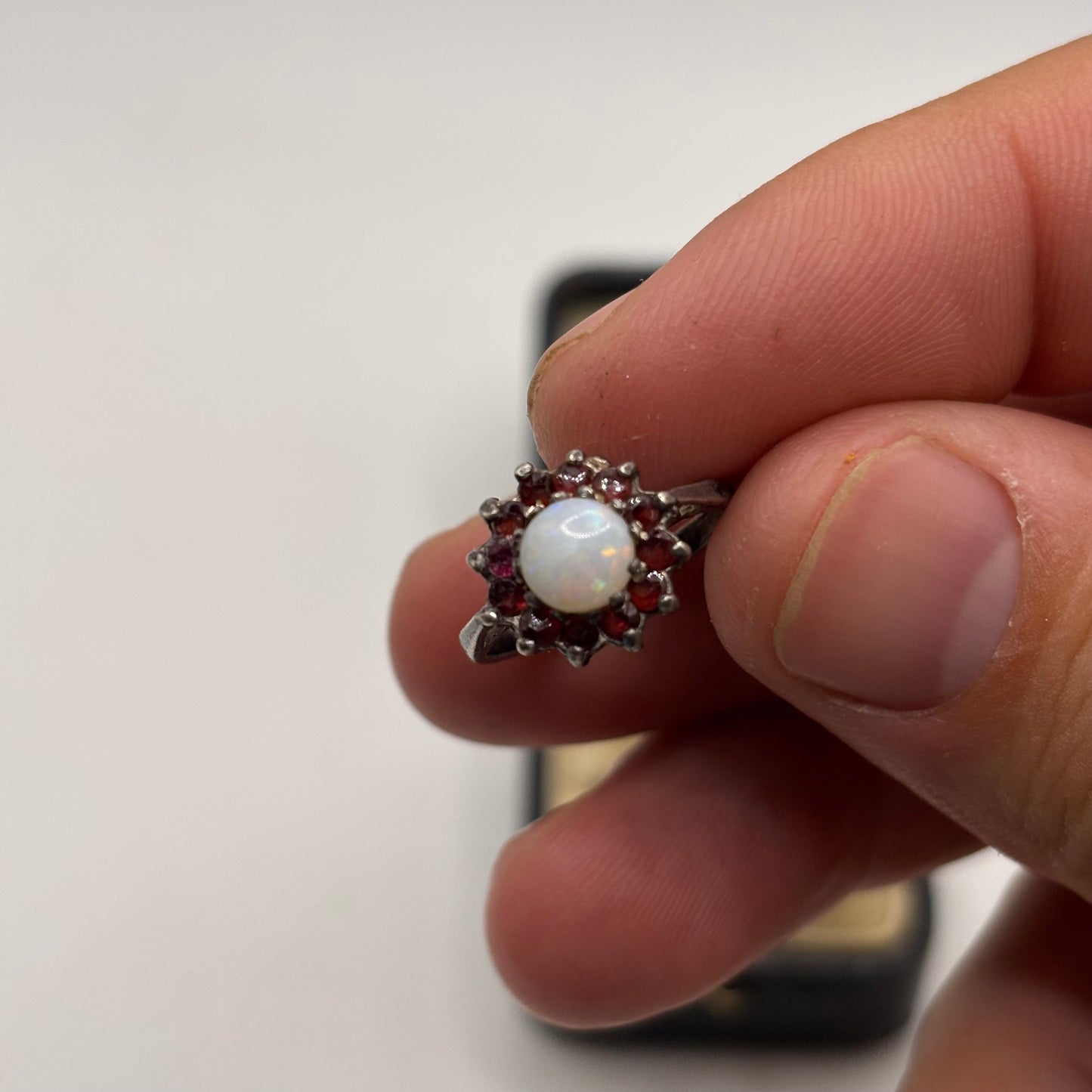 Silver Garnet & Opal Ring (K)