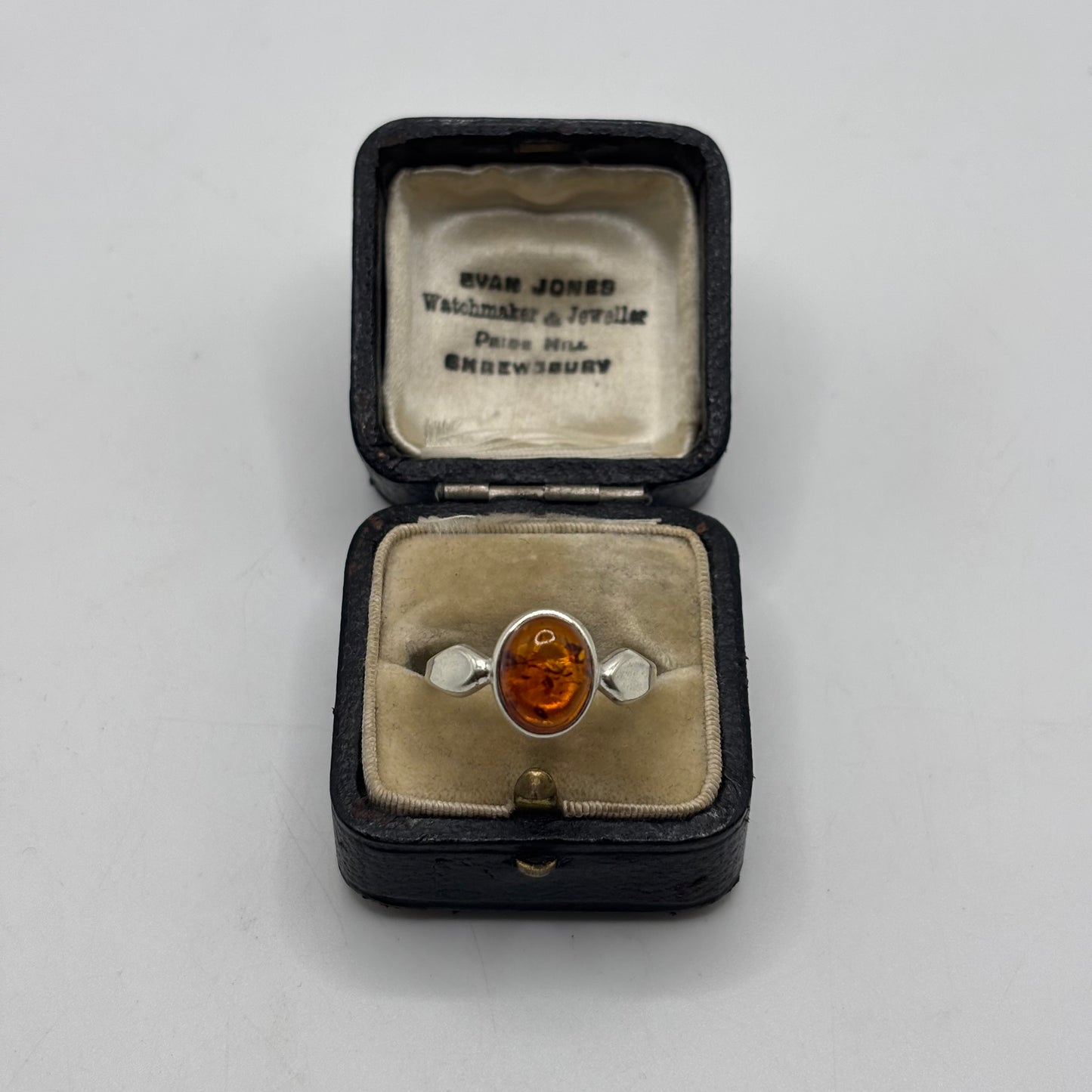 Silver Amber Ring