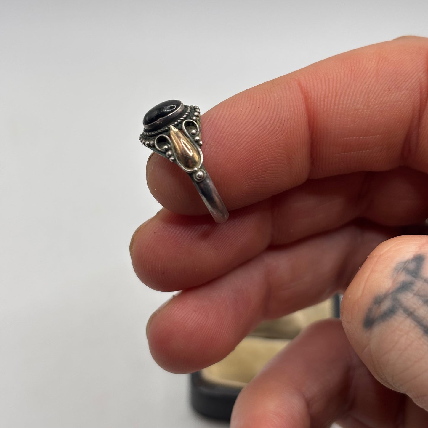 Silver Star Sapphire Balinese Ring (N)