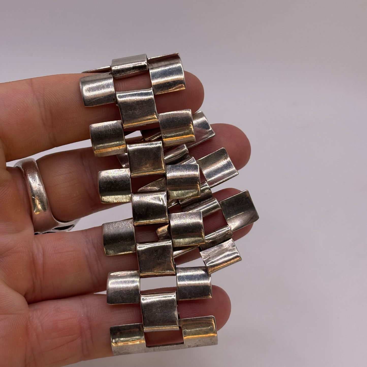 Silver 6.5” Unusual Link Bracelet