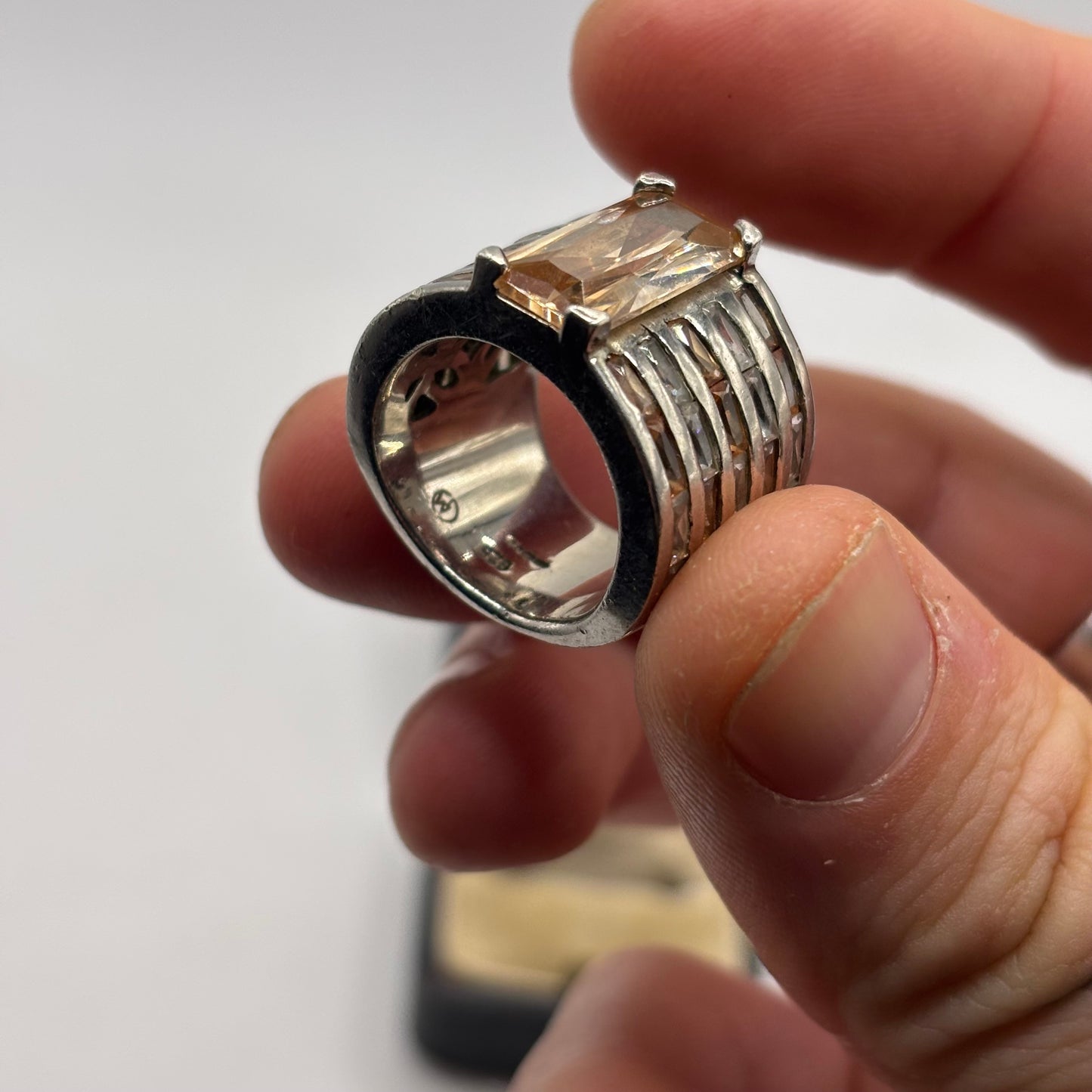 Silver Citrine Large Ring