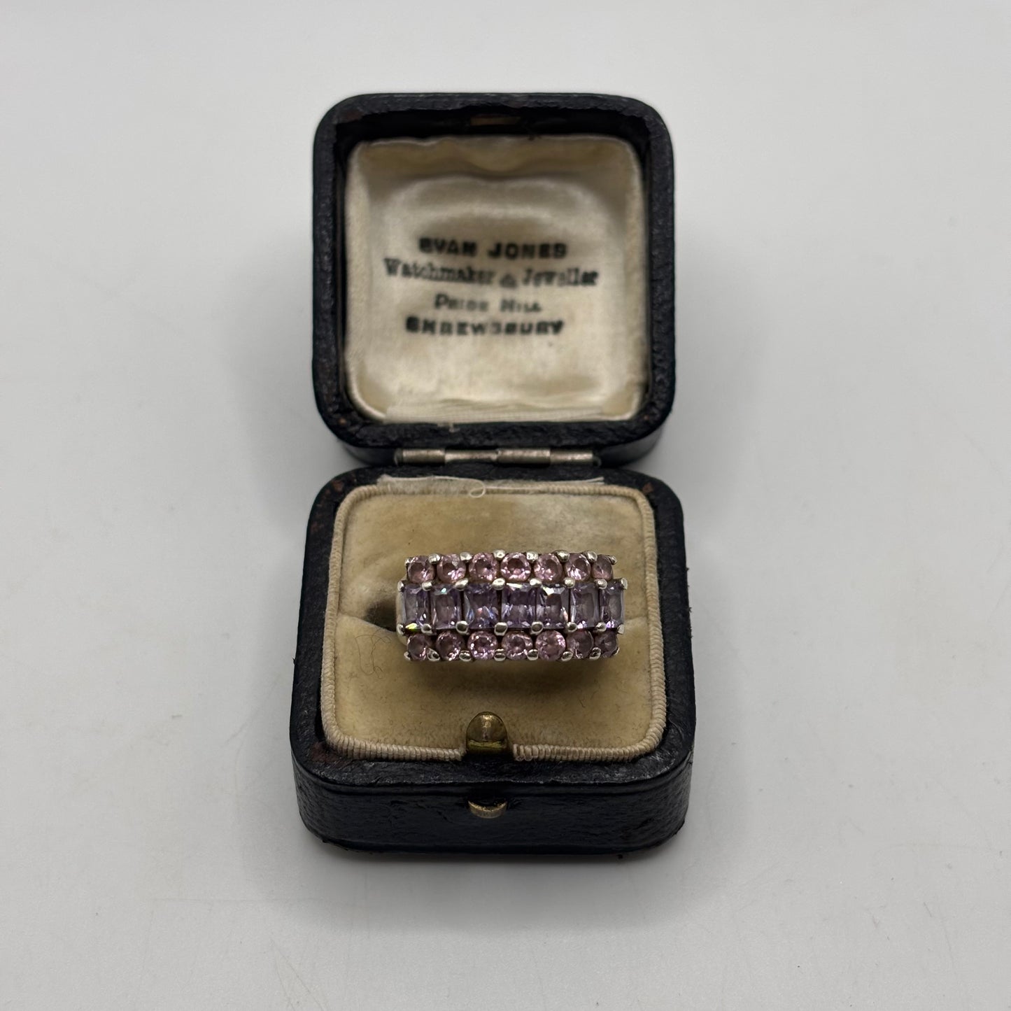 Silver Amethyst & Pink CZ Ring