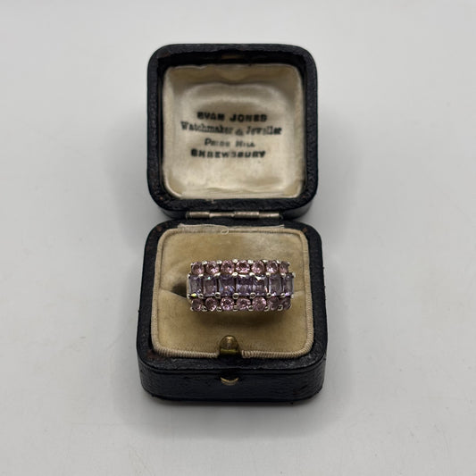 Silver Amethyst & Pink CZ Ring