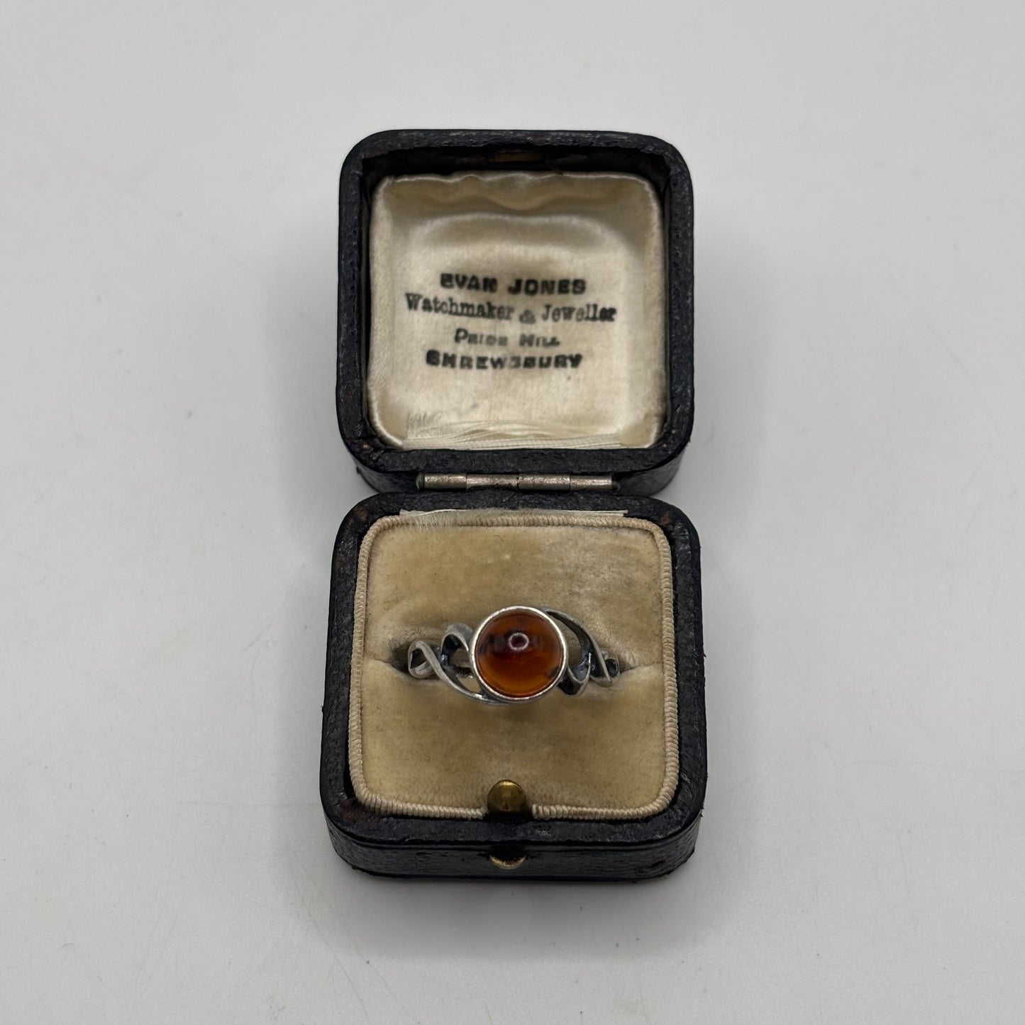 Silver Amber Ring