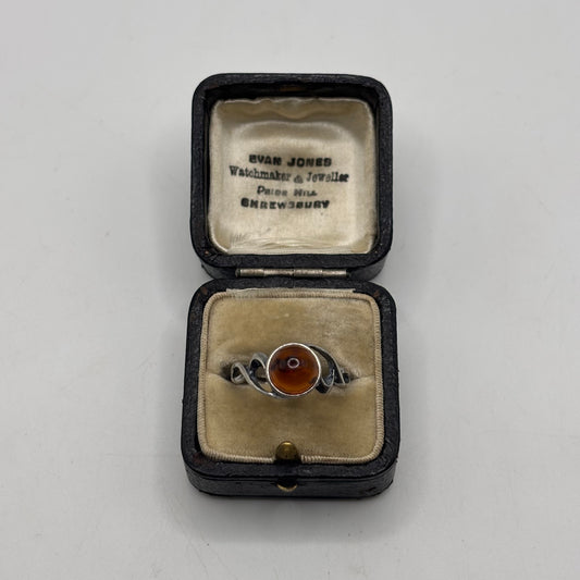 Silver Amber Ring