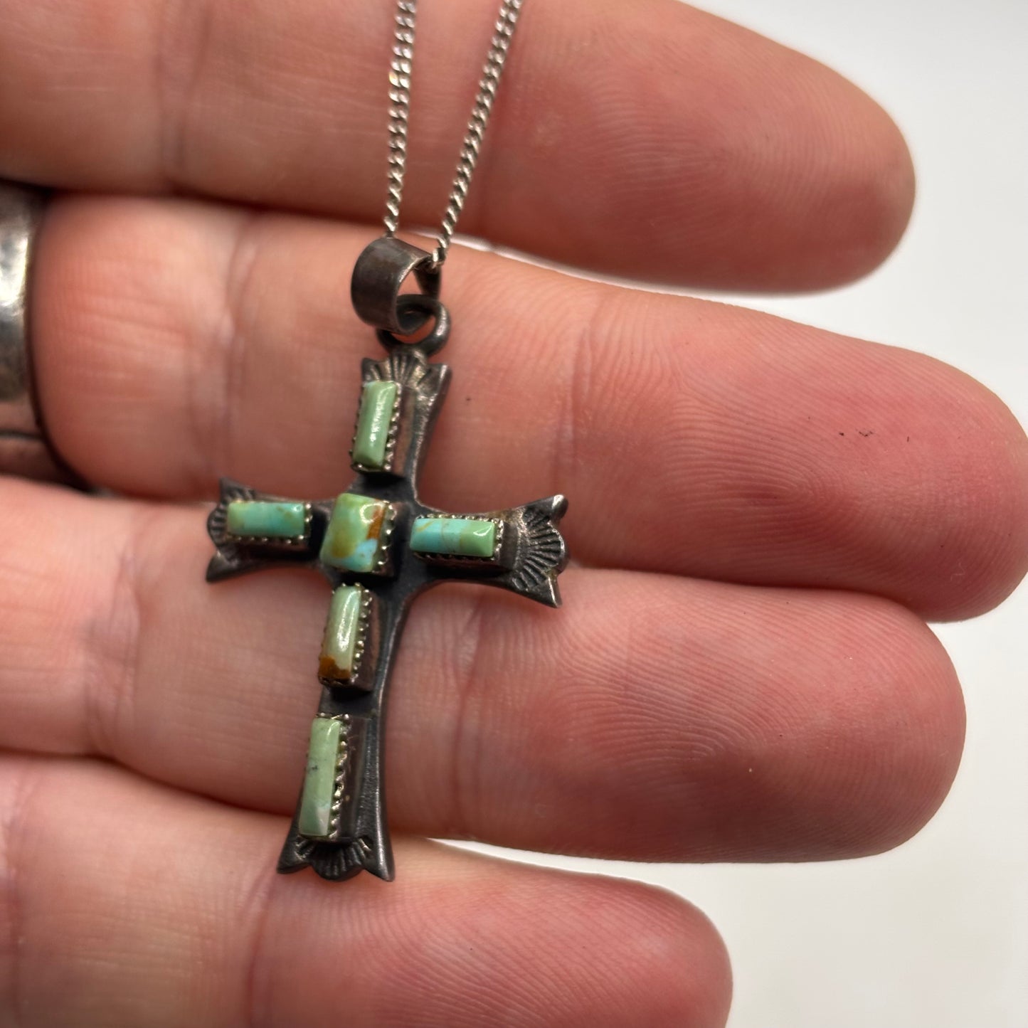 Silver 18” Turquoise Native American Necklace