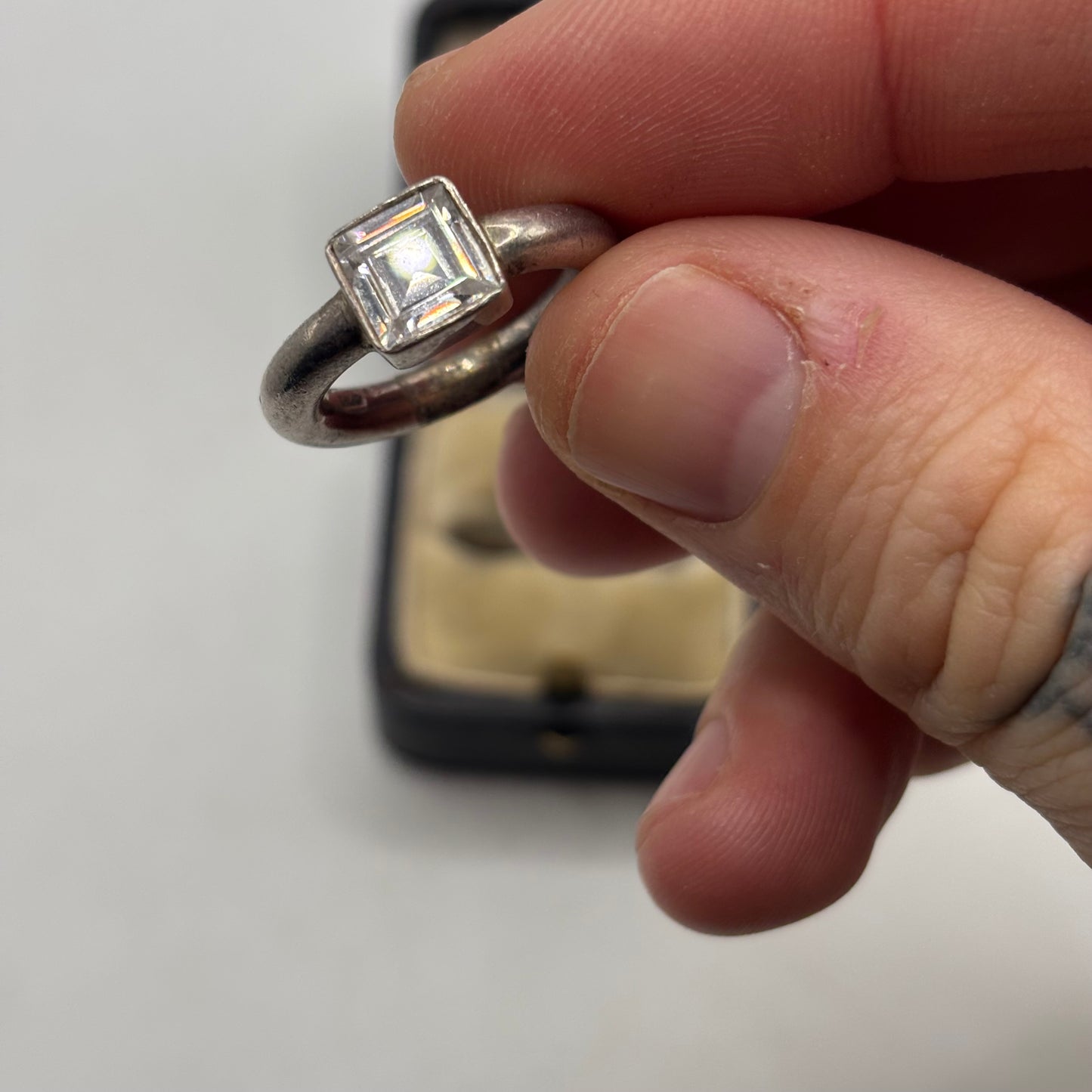 Silver Chunky CZ Ring (J 1/2)