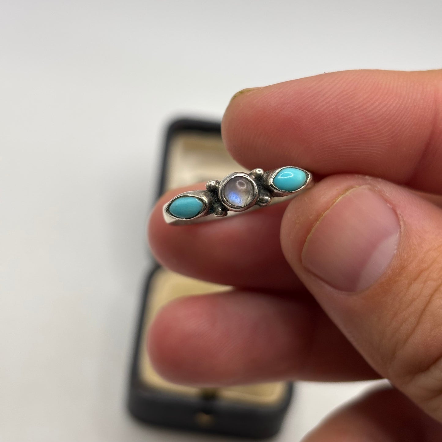 Silver Turquoise & Moonstone Ring (U)