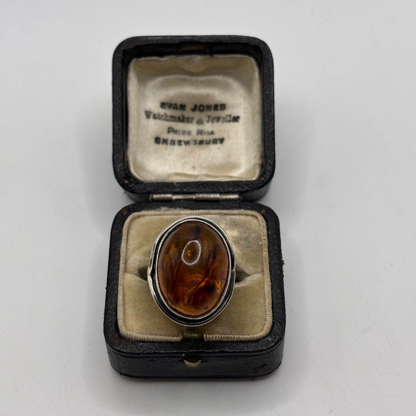 Silver Amber Ring (L)