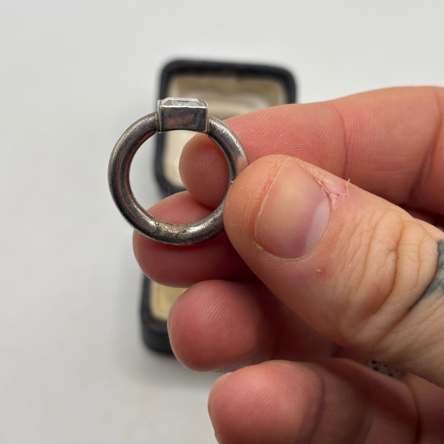 Silver Chunky CZ Ring (J 1/2)
