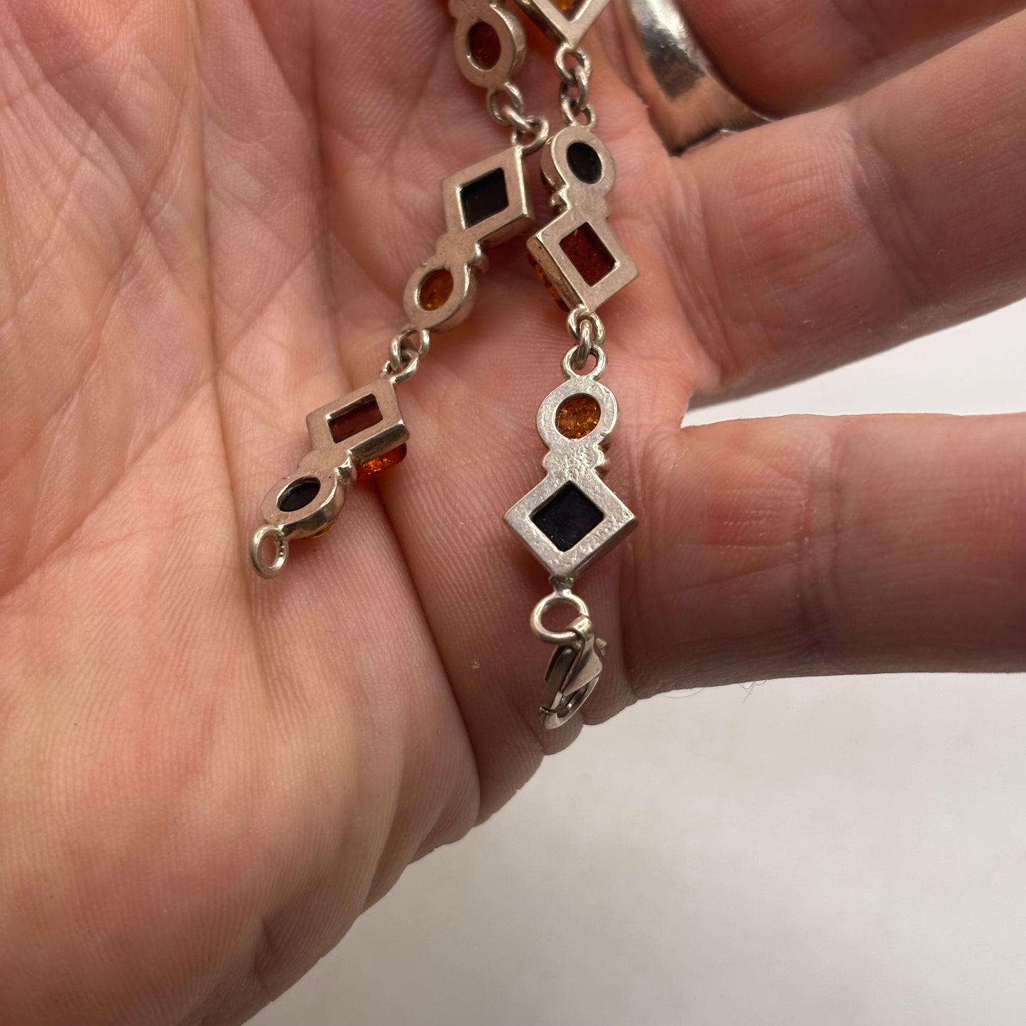 Silver 7.5” Amber Bracelet