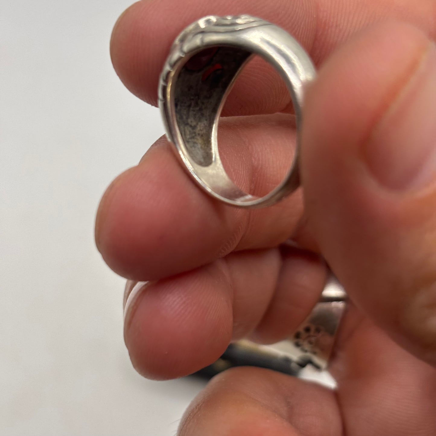 Silver Chunky Garnet Ring (O)