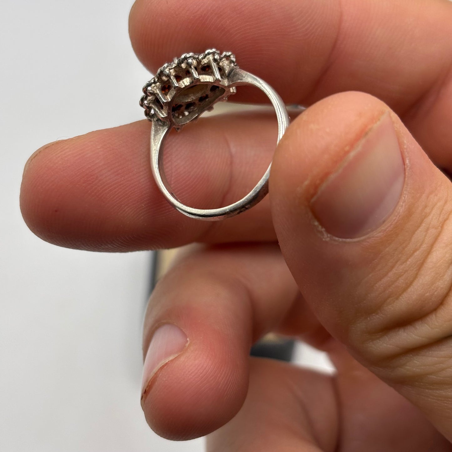 Silver Opal & Garnet Ring