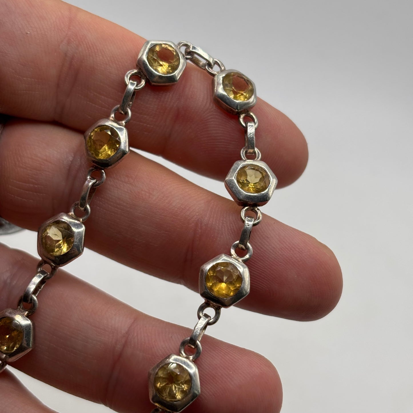 Silver 8” Citrine Bracelet