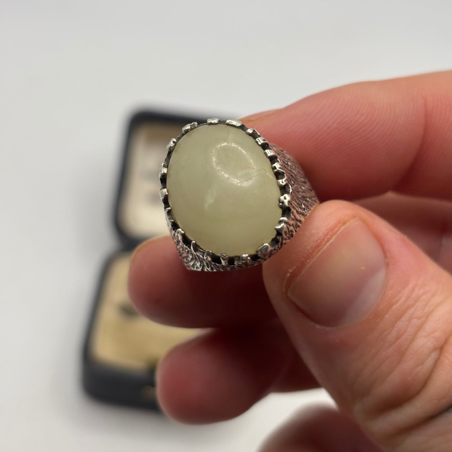 Silver 70s Jade Ring (O 1/2)