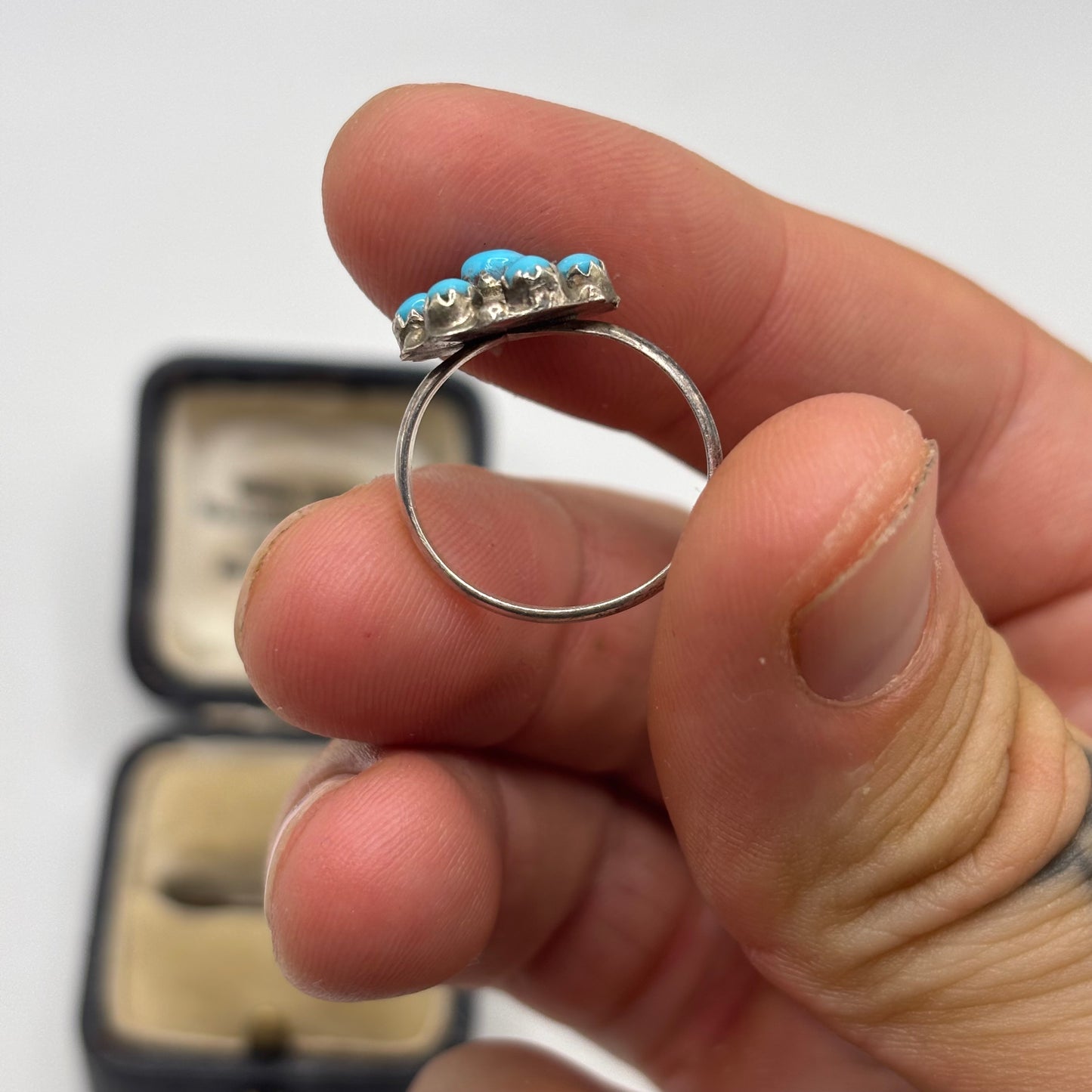 Silver Zuni Snake Eye Turquoise Ring