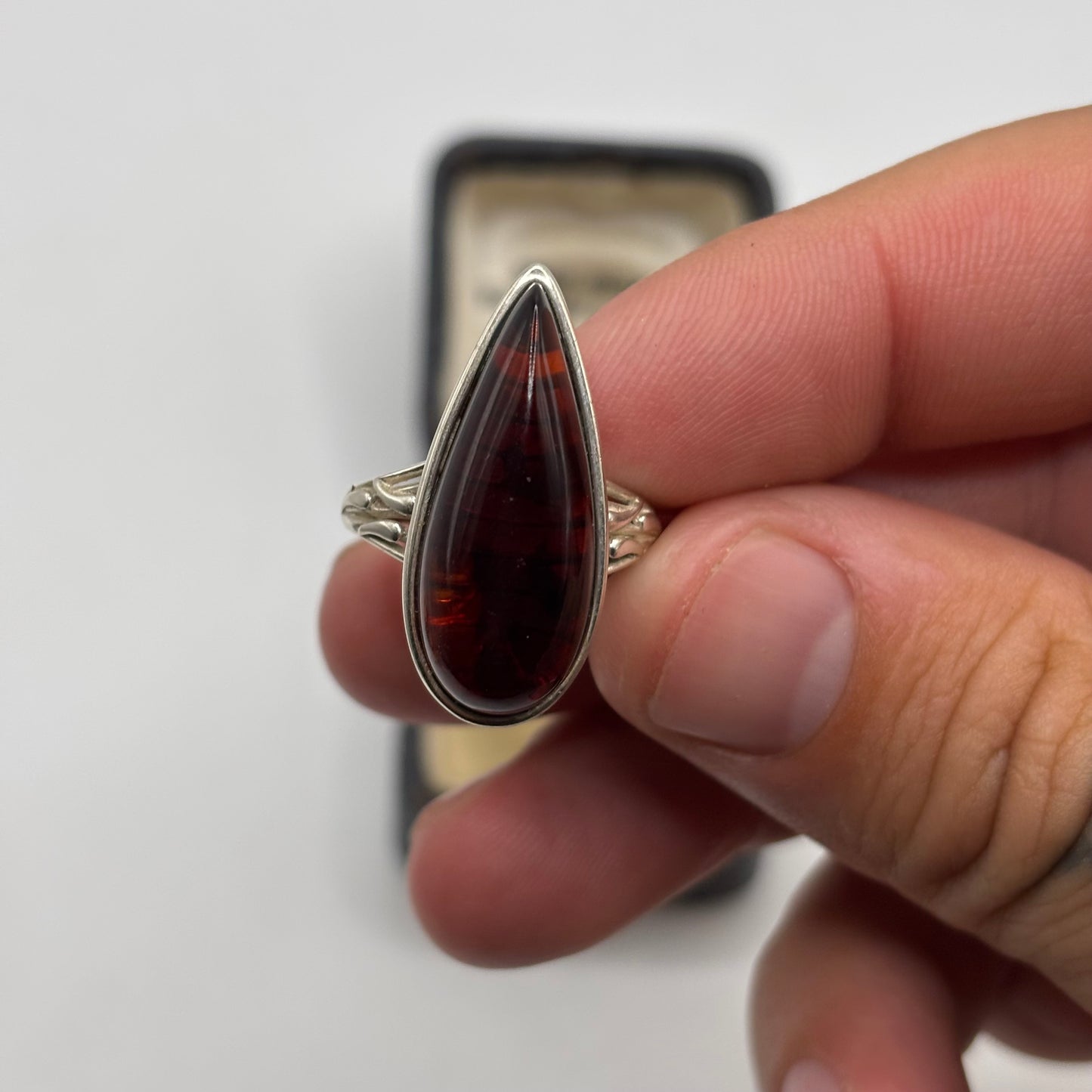 Silver Amber Ring (P 1/2)