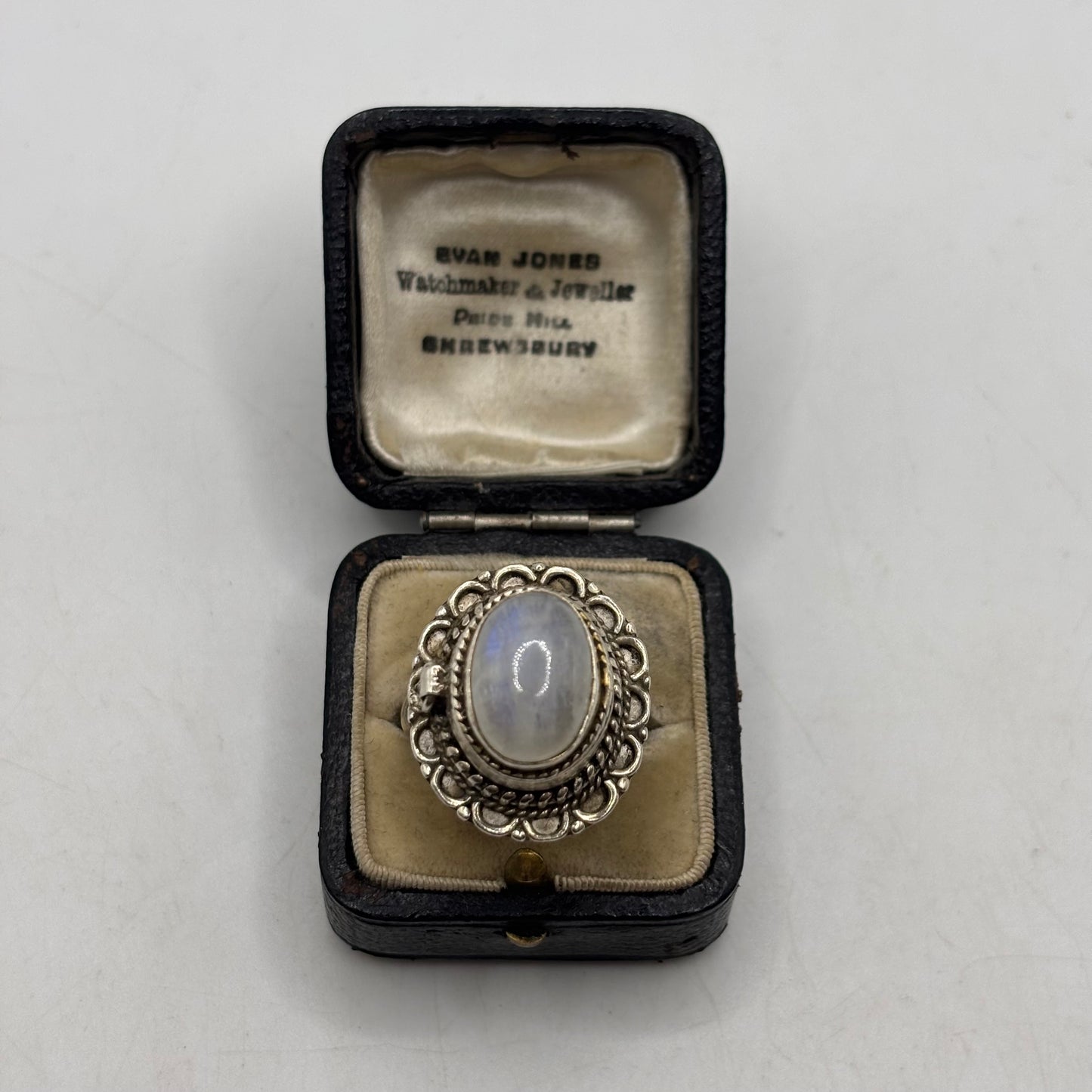 Silver Moonstone Poison Ring (S)