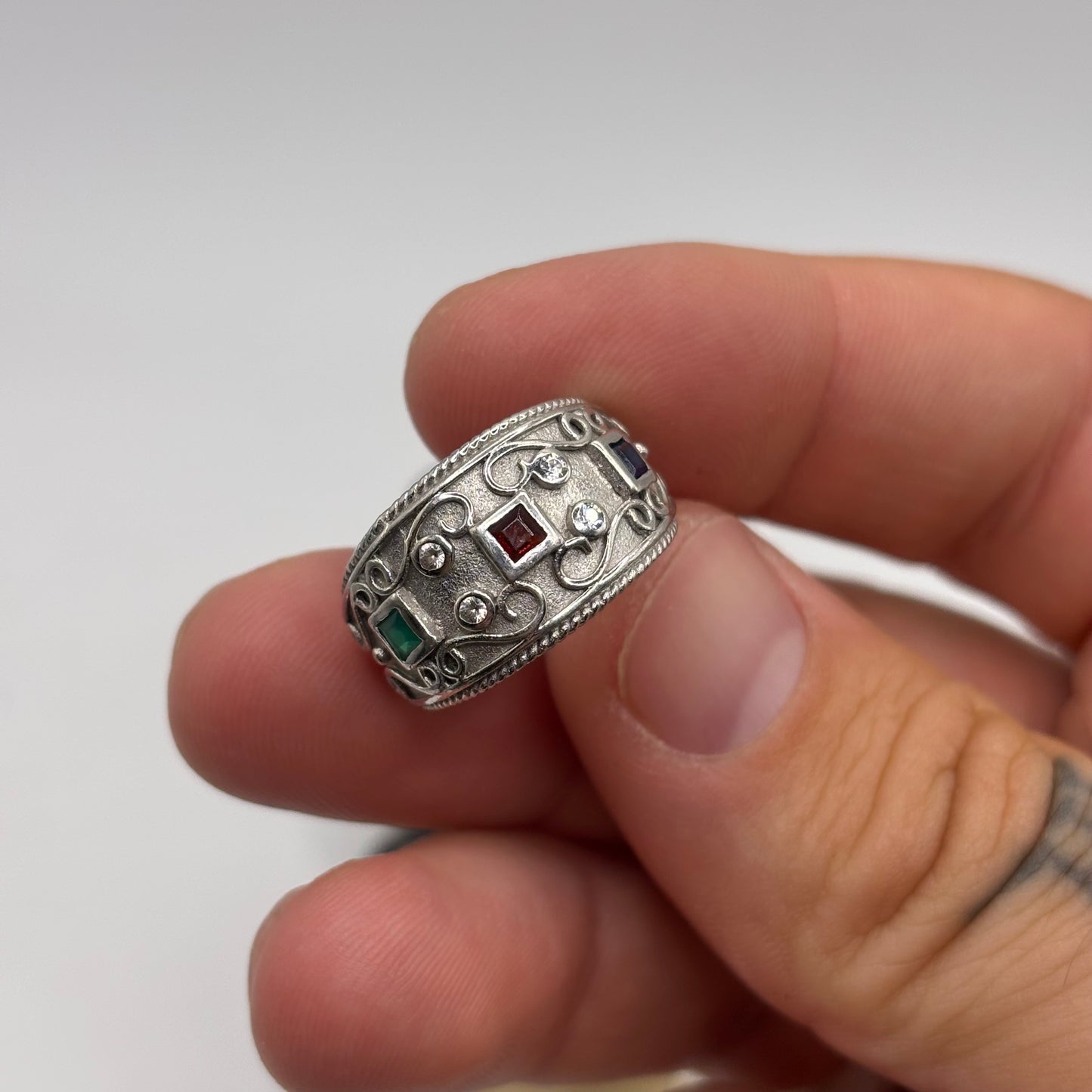 Silver Mixed Gem Ring (N)