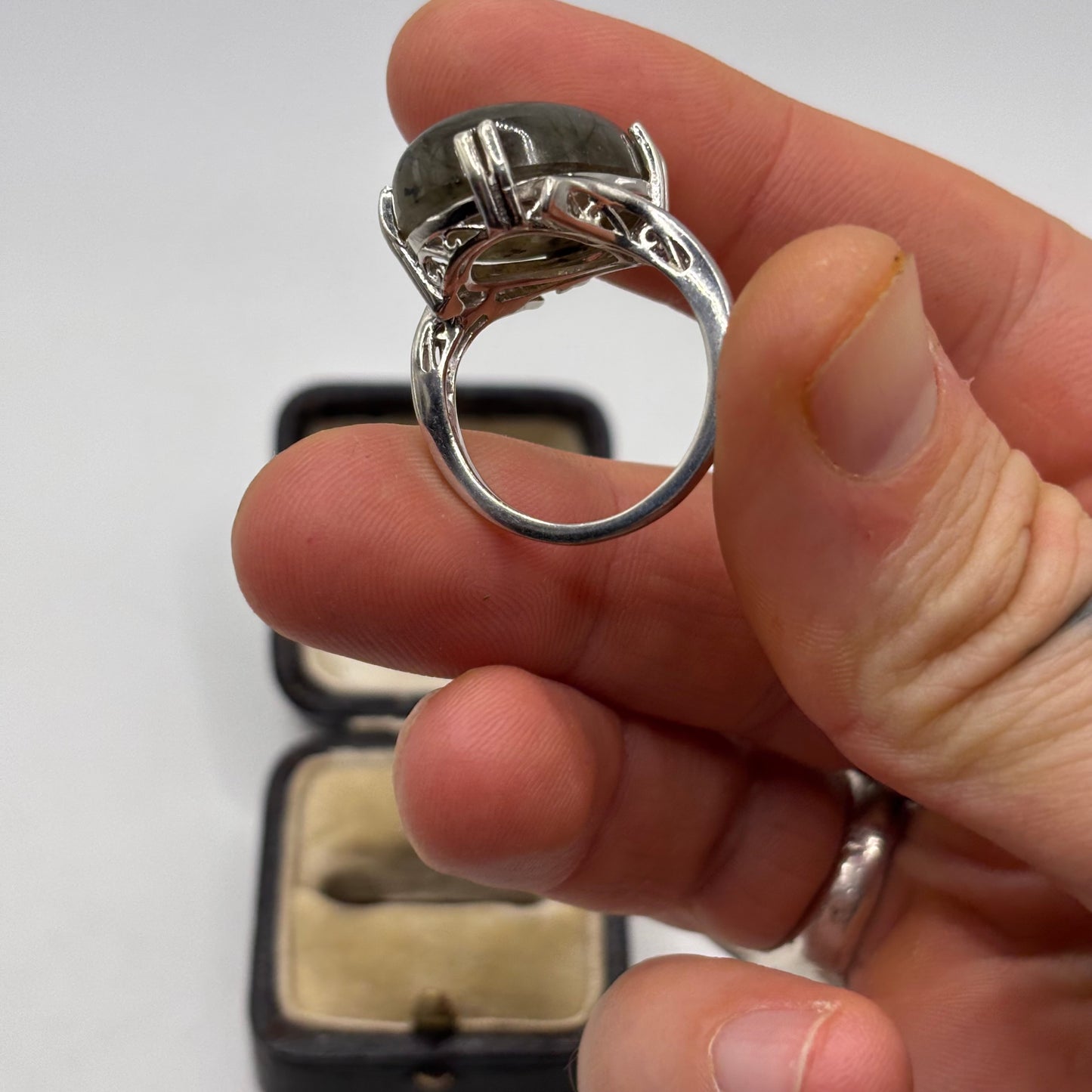 Silver Big Labradorite Ring