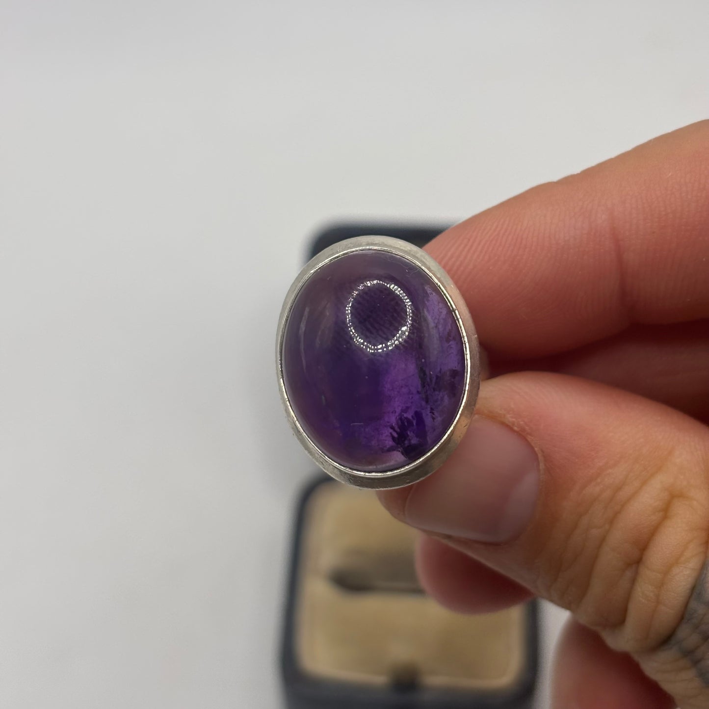 Silver Chunky Amethyst Ring
