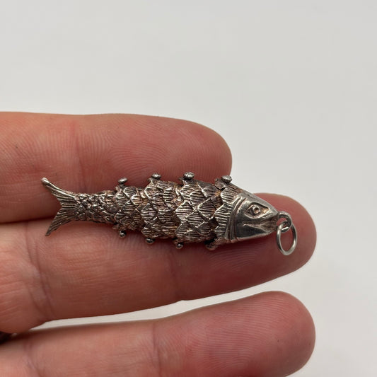 Silver Vintage Articulated Fish Pendant