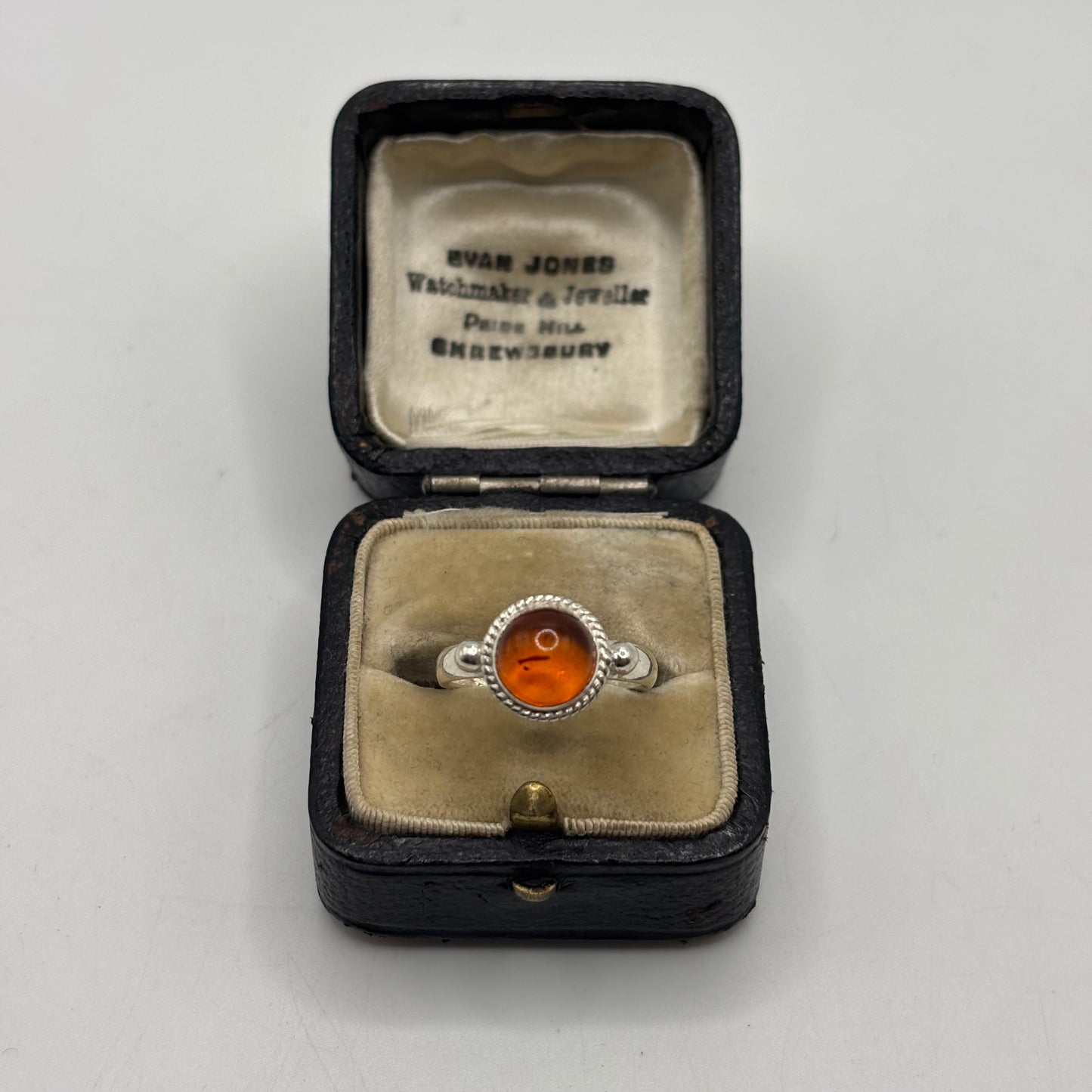 Silver Amber Ring