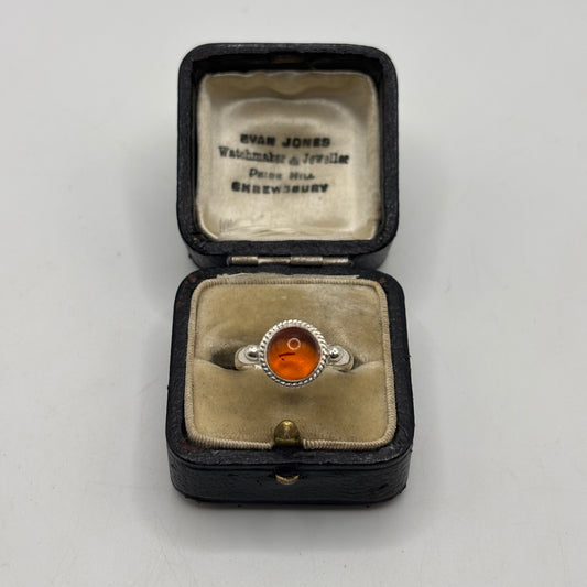 Silver Amber Ring