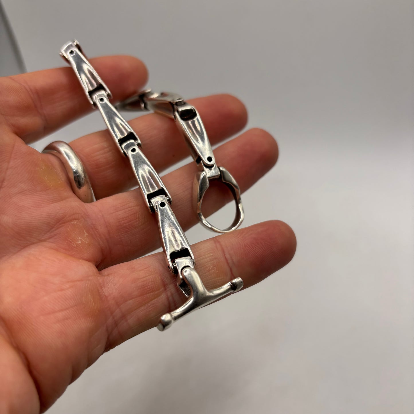Silver 8.5” Heavy & Rare U-Joint Bracelet
